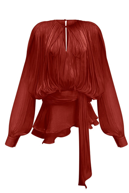 Beryl Pleated Ruffle Hem Mini Dress