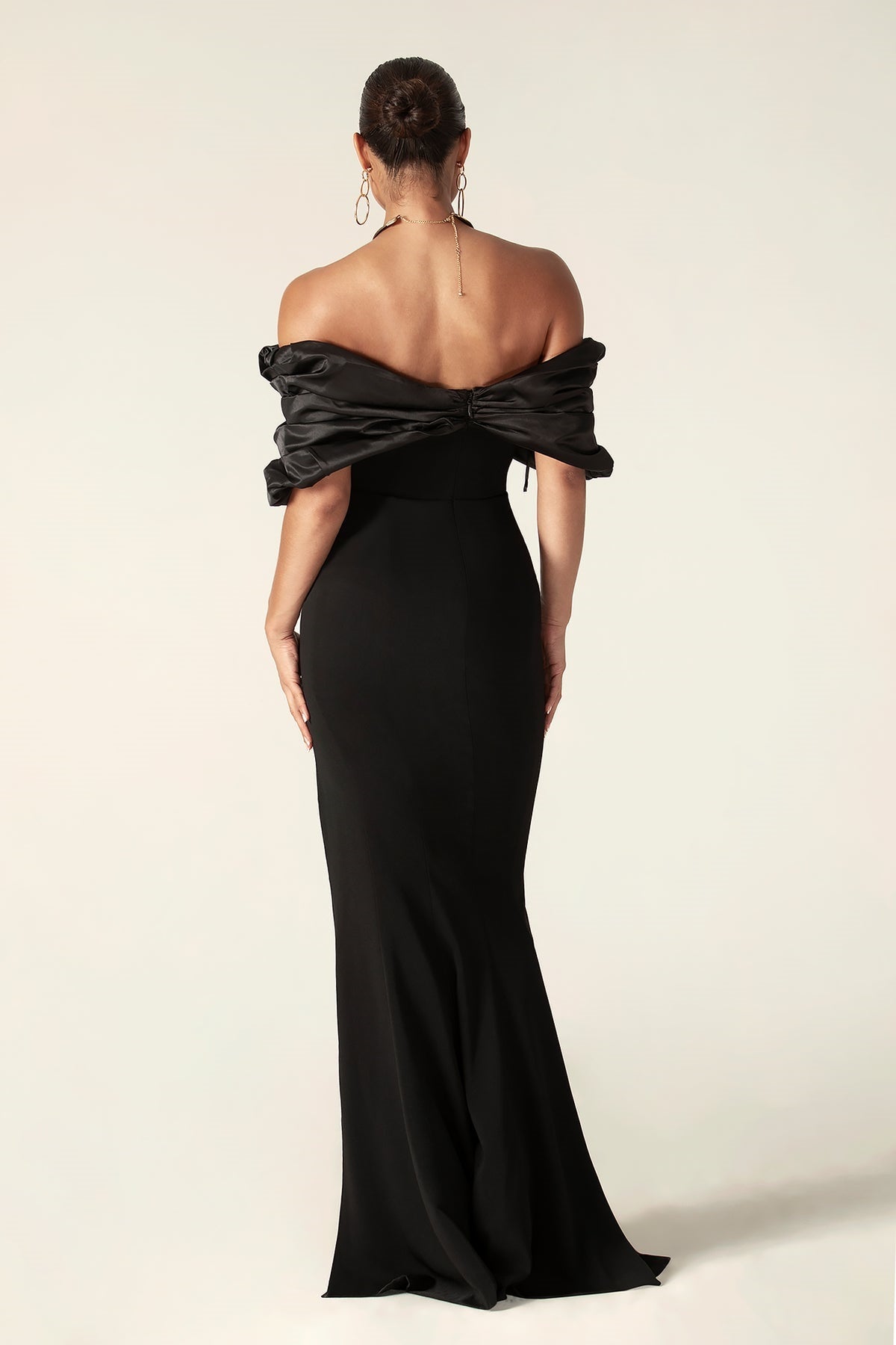 Sophia Off Shoulder Ruched Maxi Slit Dress