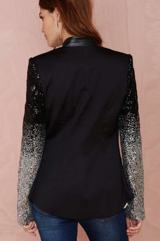 Blazer With Sequins Sleeve