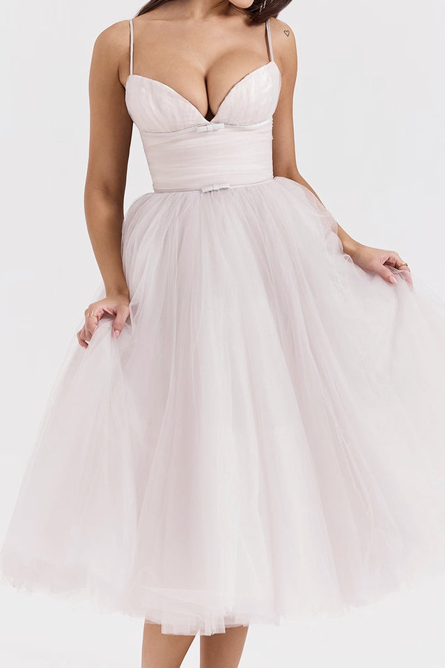 Countess Cabernet Tulle Midi Dress