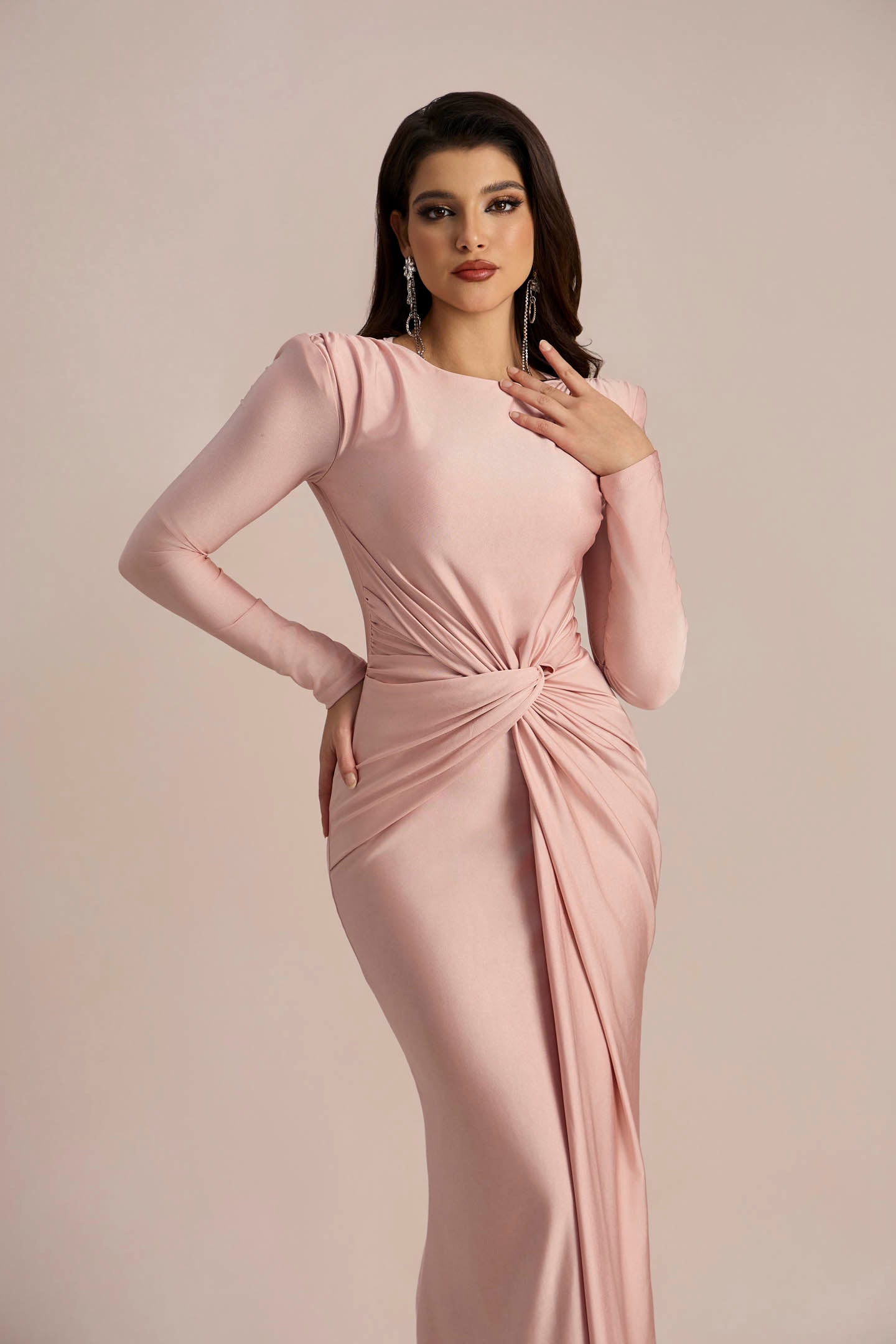 Amanda Long Sleeve Twist Front Maxi Dress