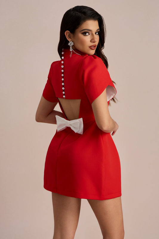 Adela Cut-out Bowknot Mini Dress