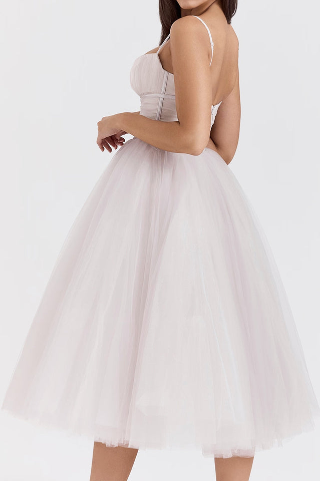 Countess Cabernet Tulle Midi Dress