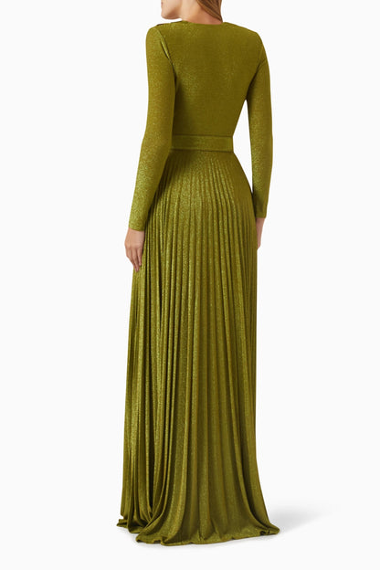 Julie V-neck Pleated Maxi Dress