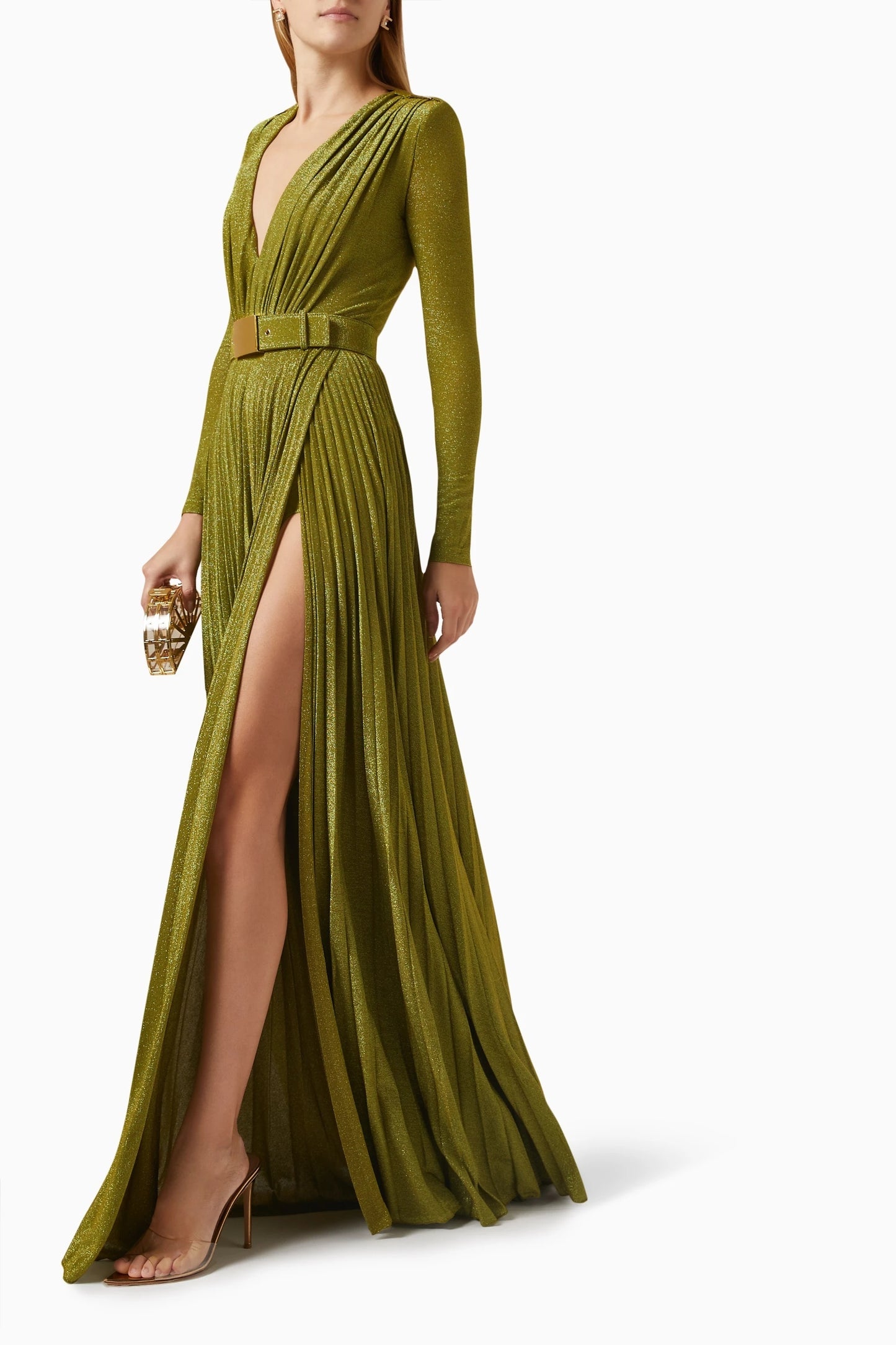 Julie V-neck Pleated Maxi Dress