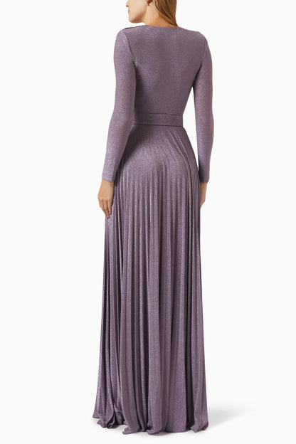 Julie V-neck Pleated Maxi Dress