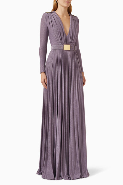 Julie V-neck Pleated Maxi Dress