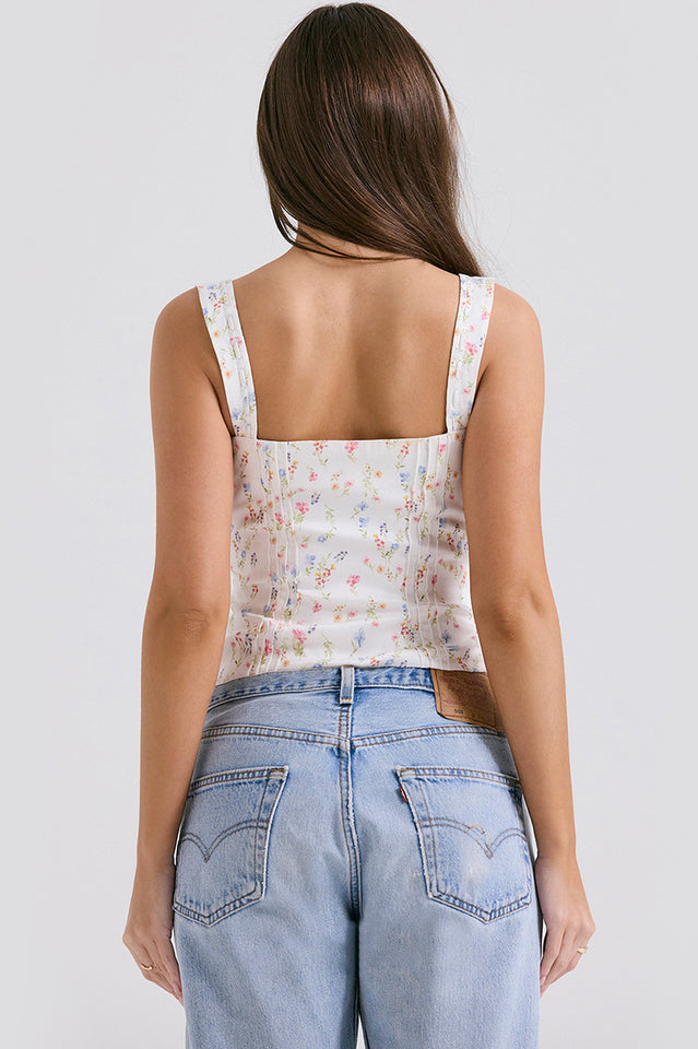 Chicca White Posy Print Top