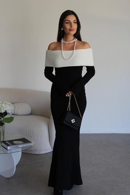 Aeris Off-shoulder Maxi Knit Dress