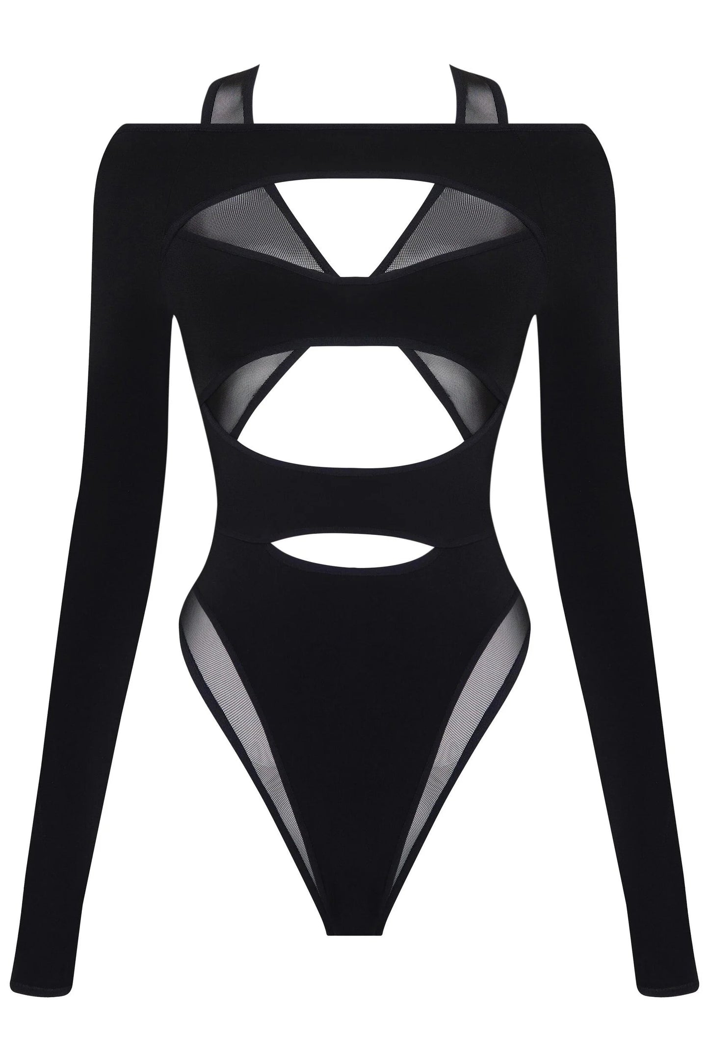 Freda Cut Out Sheer Mesh Bodysuit