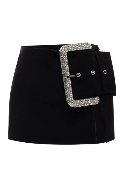 Edwina Crystal Buckle Split Mini Skirt