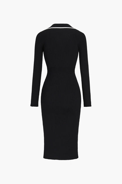 Sharon Asymmetrical V-neck Knit Midi Dress