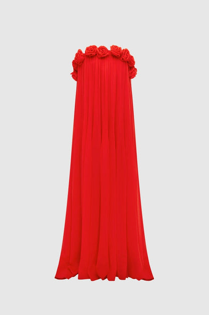 Regina Off Shoulder Rosette Detail Maxi Dress