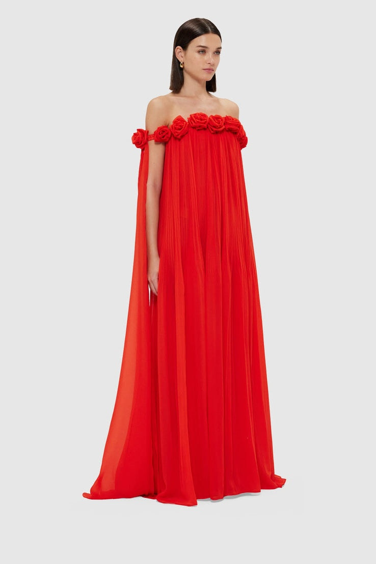 Regina Off Shoulder Rosette Detail Maxi Dress