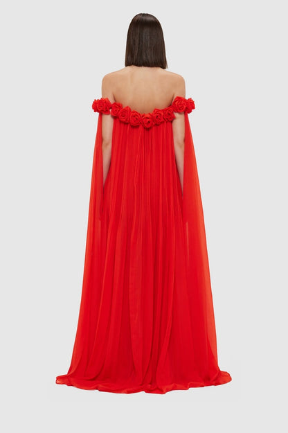 Regina Off Shoulder Rosette Detail Maxi Dress