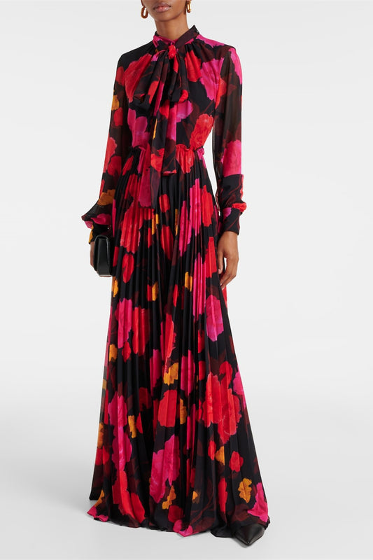 Adela Floral Printed Long Sleeve Maxi Dress