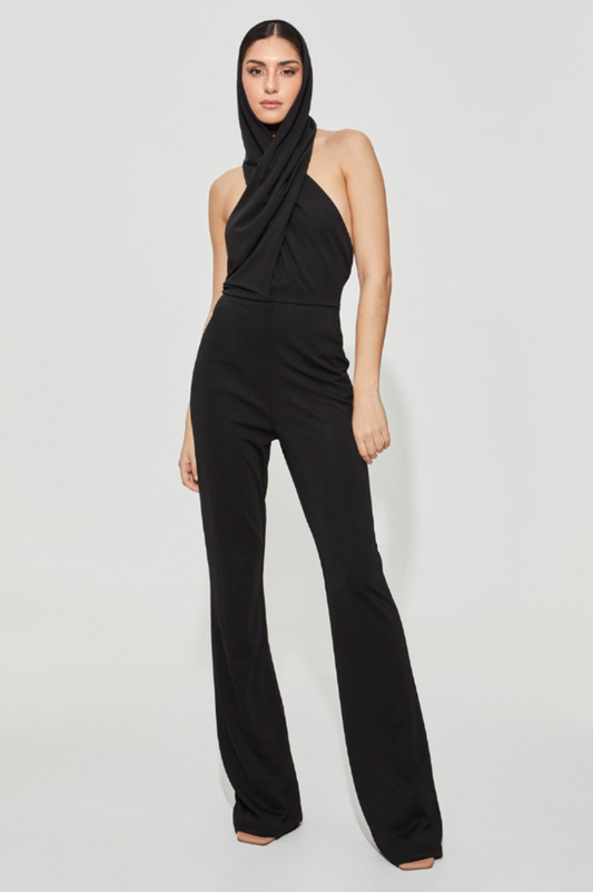 Backless Hooded Jumpsuit With Slip Pockets