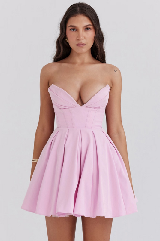 Mar Candy Twill Strapless Mini Dress