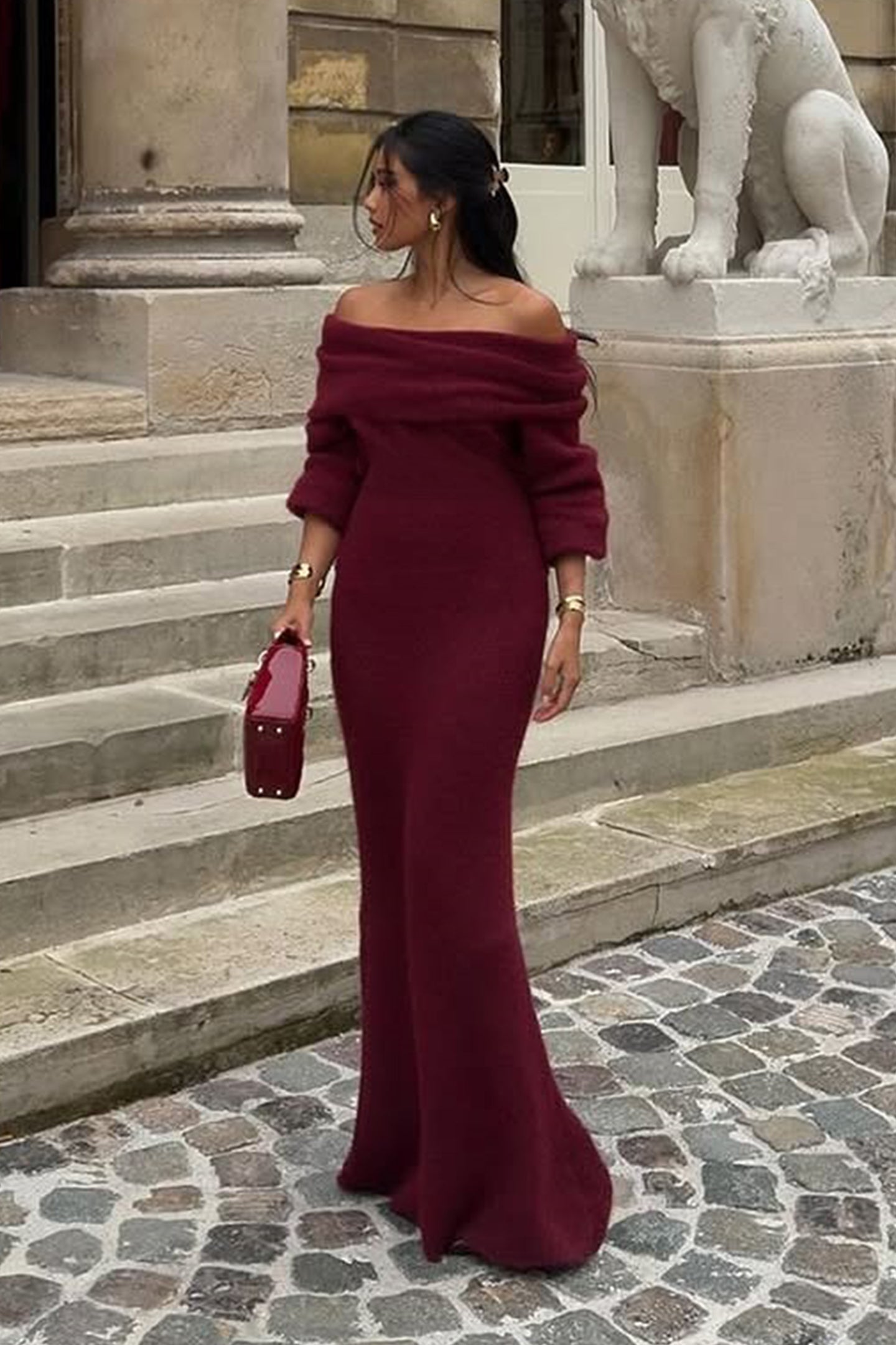 Marguerite Off Shoulder Maxi Knit Dress