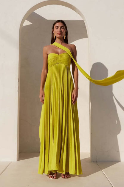 Veromca Strapless Pleated Maxi Dress