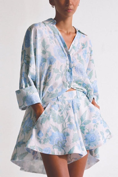 Sally Floral Printed Shirt & Shorts Set