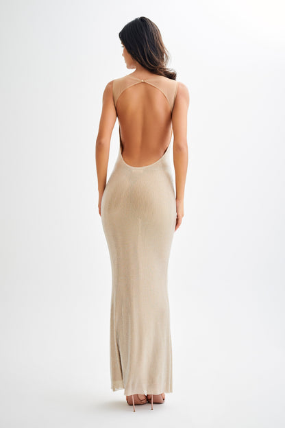 Caroline Diamond Embellished Open Back Maxi Dress