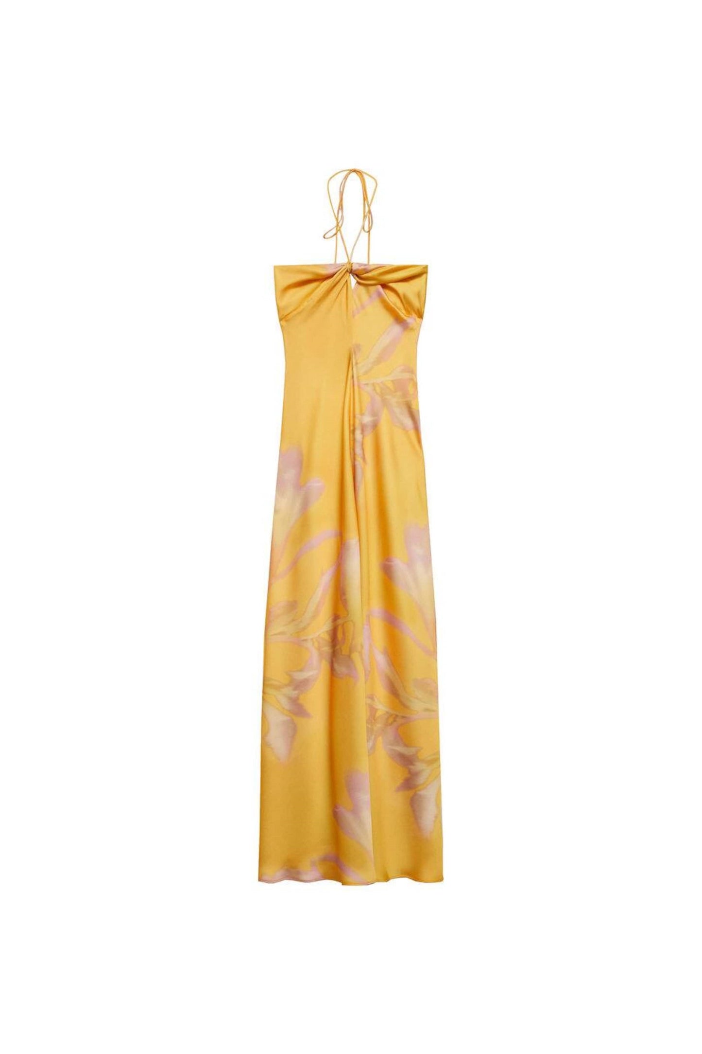 Sarah Floral Printed Halter Satin Maxi Dress