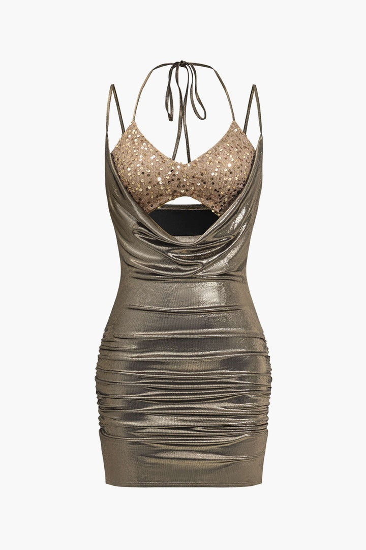 Louisa Metallic Spaghetti Mini Dress