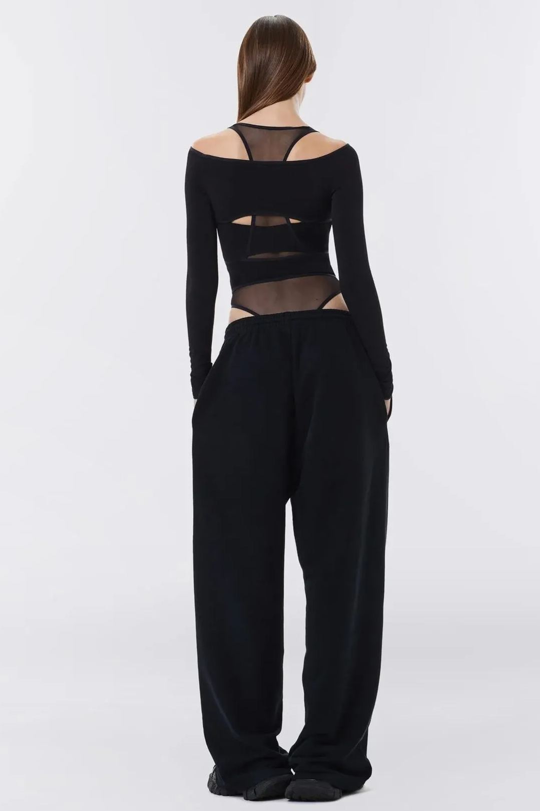 Freda Cut Out Sheer Mesh Bodysuit