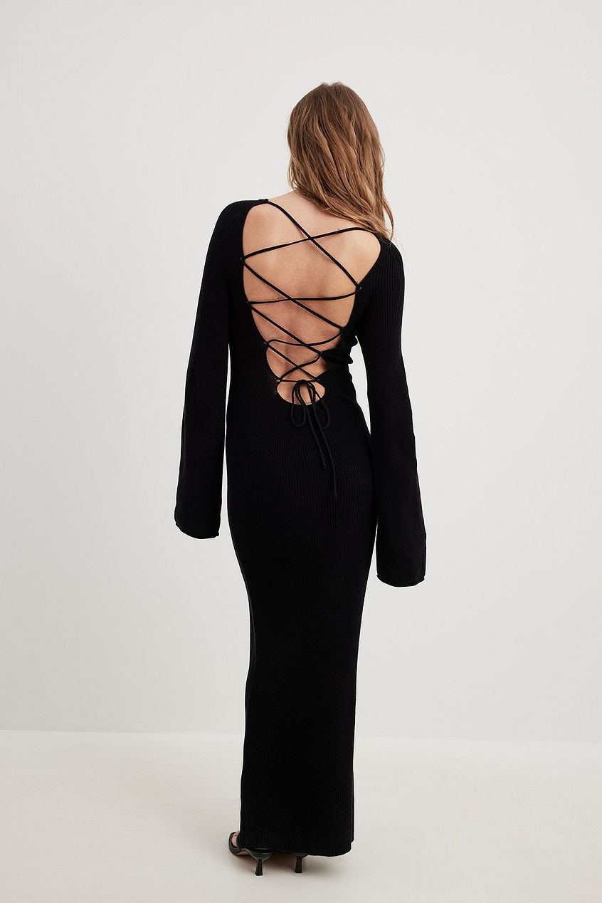 Miranda Backless Lace Up Maxi Dress