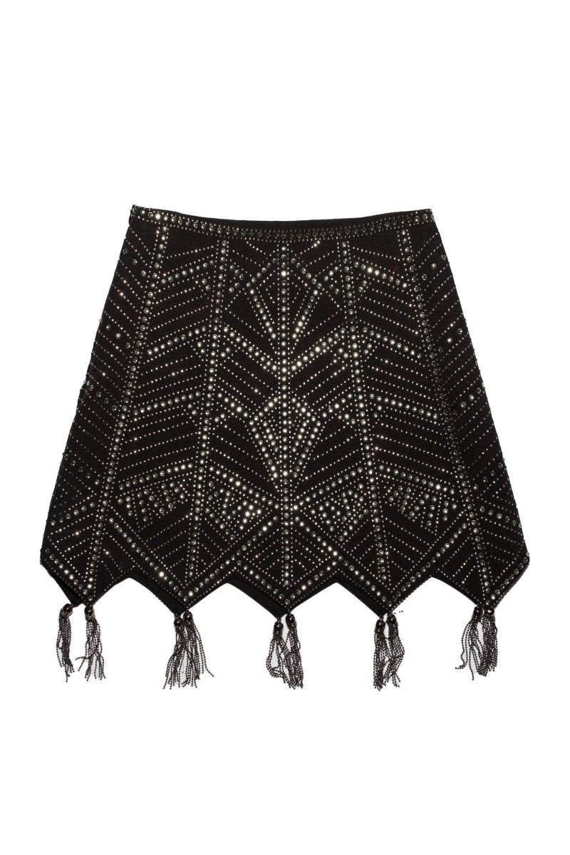 Rosie Diamante Embllished Tassel Mini Skirt