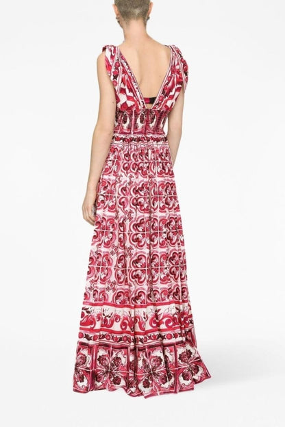 Sibyl Printed Knotted Strap Maxi Dress